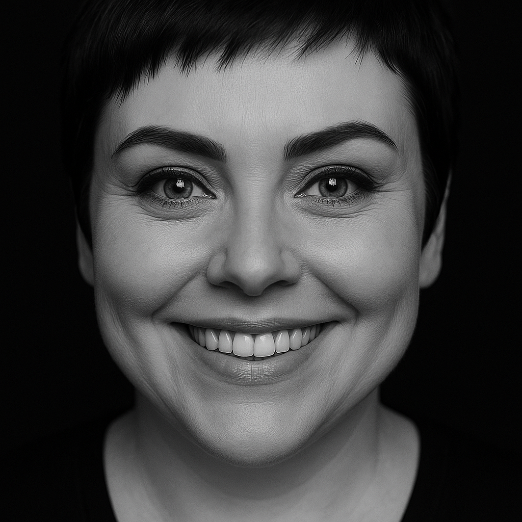 KI-erstelltes Profilbild von Luise Rohner in schwarz-weiß